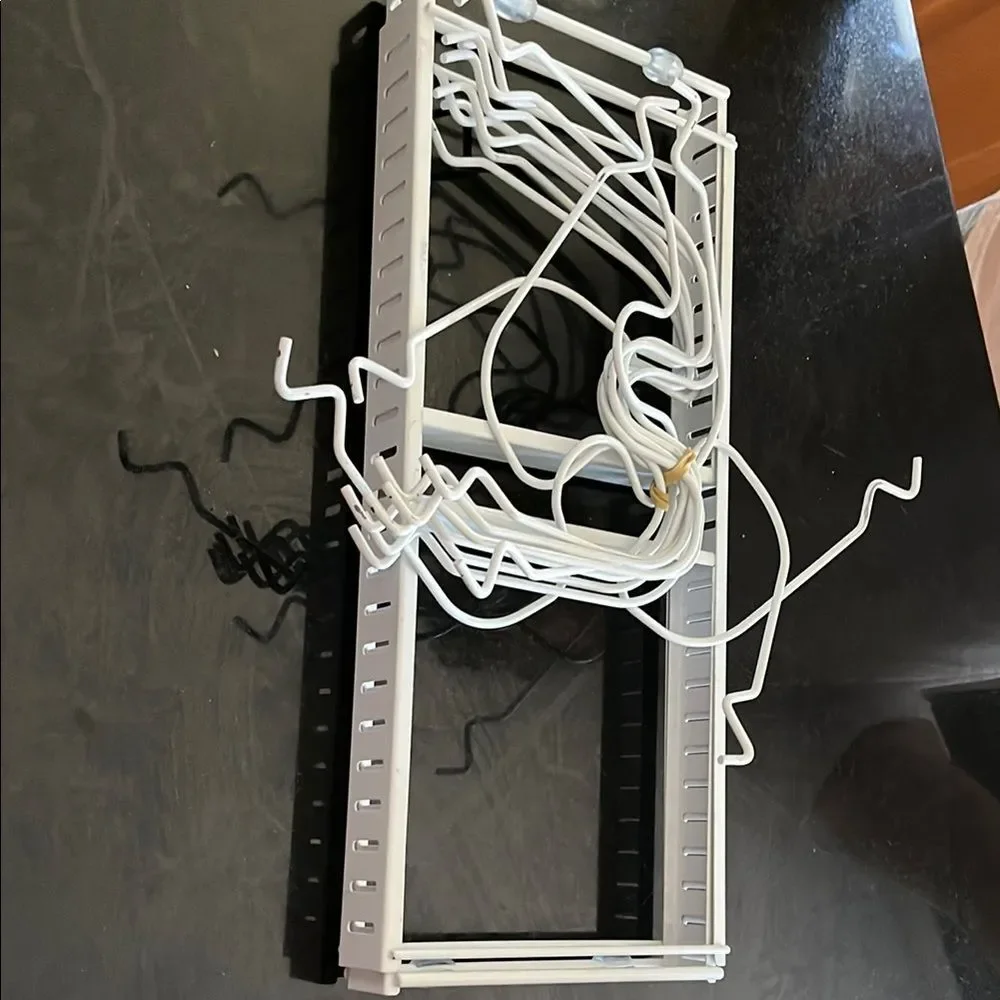 White Metal Storage Rack for pots and pans first picture what it looks like